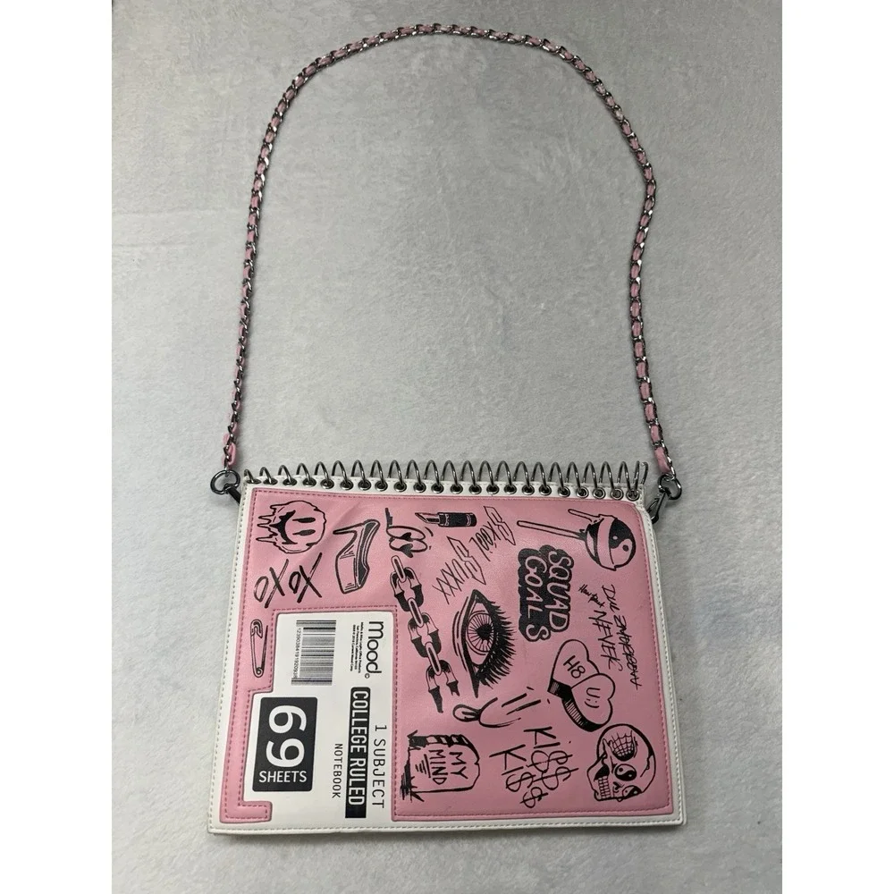 Mean Girls Style Pink Notebook Crossbody Bag/Purse Current Mood 90's Style Bag - Picture 1 of 14